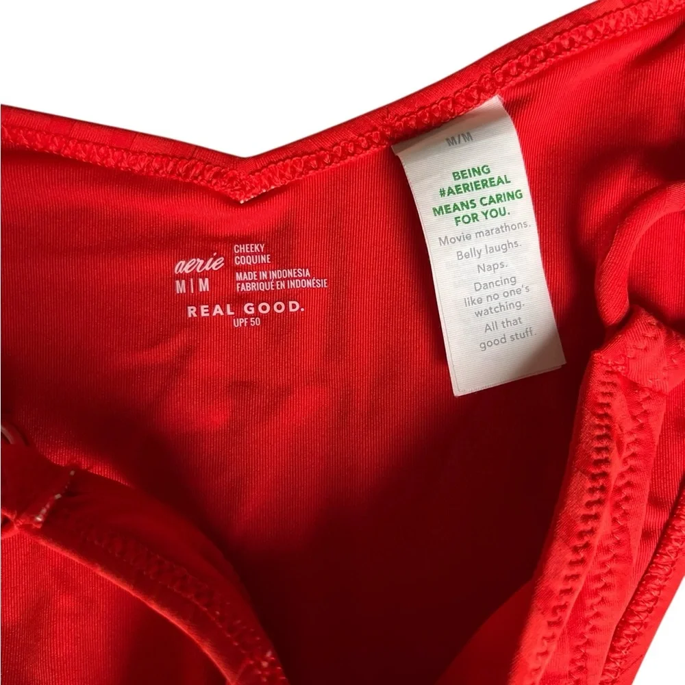 Medium Aerie Vibrant Red Ribbed cheeky Bikini Bottom - Picture 5 of 5